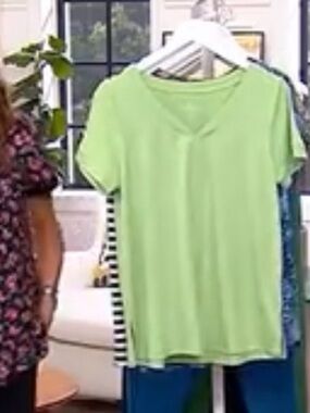 Cuddle Duds Flexwear Light Green V-Neck Short Sleeve Women's Top S